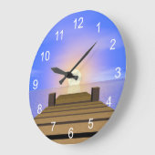 Summer Sunset Dock Große Wanduhr (Winkel)