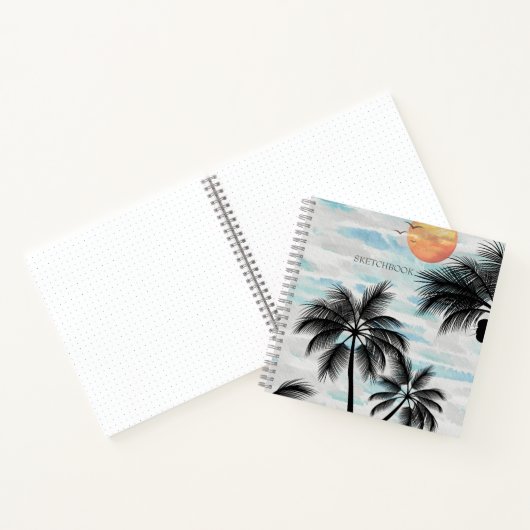 Summer Sunset Palm Tree Sketchbook Notizblock (Innenseite)