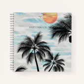 Summer Sunset Palm Tree Sketchbook Notizblock (Vorderseite)