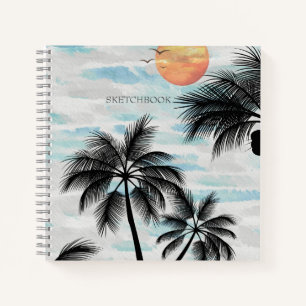 Summer Sunset Palm Tree Sketchbook Notizblock