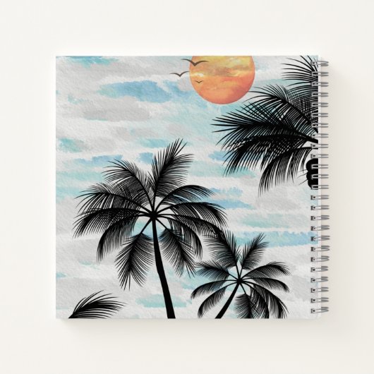 Summer Sunset Palm Tree Sketchbook Notizblock (Rückseite)