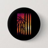 Summer Sunset Palm Trees American Flag Cooler Früh Button (Vorderseite)