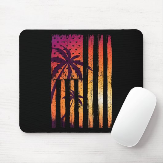 Summer Sunset Palm Trees American Flag Cooler Früh Mousepad (Mit Mouse)