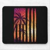 Summer Sunset Palm Trees American Flag Cooler Früh Mousepad (Vorne)