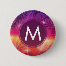 Summer Sunset Palm Trees Monogram Lila Orange
