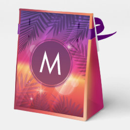 Summer Sunset Palm Trees Monogram Lila Orange Geschenkschachtel