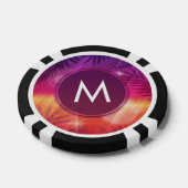 Summer Sunset Palm Trees Monogram Lila Orange Pokerchips (Einzeln)