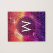 Summer Sunset Palm Trees Monogram Lila Orange Puzzle (Horizontal)
