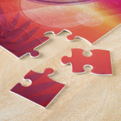 Summer Sunset Palm Trees Monogram Lila Orange Puzzle (Seite)