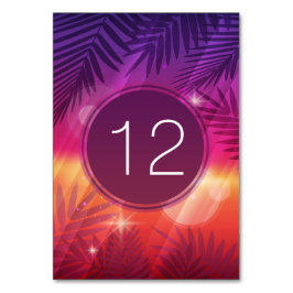 Summer Sunset Palm Trees Monogram Lila Orange Tischnummer