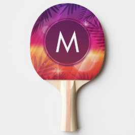 Summer Sunset Palm Trees Monogram Lila Orange Tischtennis Schläger