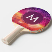 Summer Sunset Palm Trees Monogram Lila Orange Tischtennis Schläger (Vorderseite)