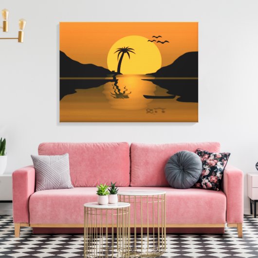 Summer Sunset Reflection Canvas Print Leinwanddruck (Insitu (Wohnzimmer))