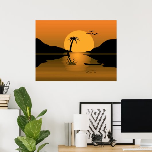 Summer Sunset Reflection Print Poster (Heimbüro)
