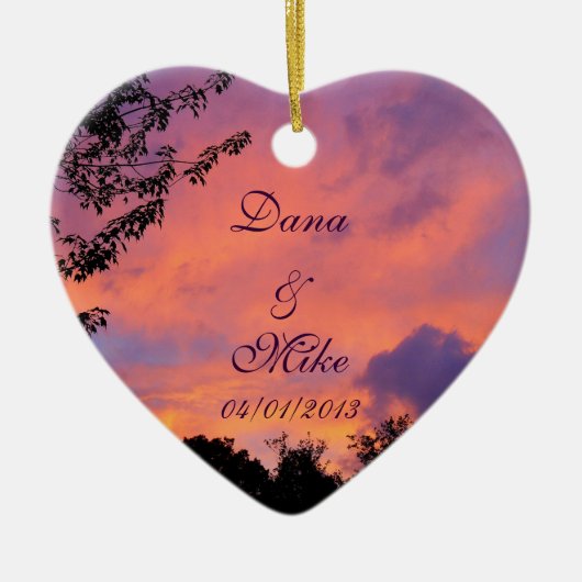 Summer Sunset Romantic Heart Ornaments Keramikornament (Vorne)