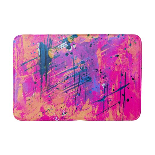Summer Sunset Spritzer Paint Abstrakt Badematte (Vorderseite)
