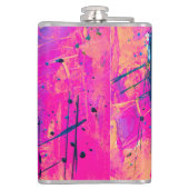 Summer Sunset Spritzer Paint Abstrakt Flachmann (Rückseite)