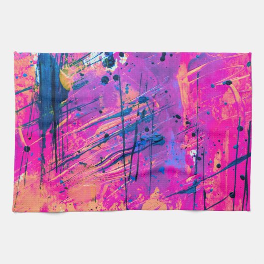 Summer Sunset Spritzer Paint Abstrakt Geschirrtuch (Horizontal)