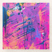 Summer Sunset Spritzer Paint Abstrakt Glasuntersetzer (Vorderseite)