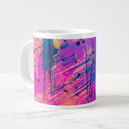 Summer Sunset Spritzer Paint Abstrakt Jumbo-Tasse (Vorderseite Links)