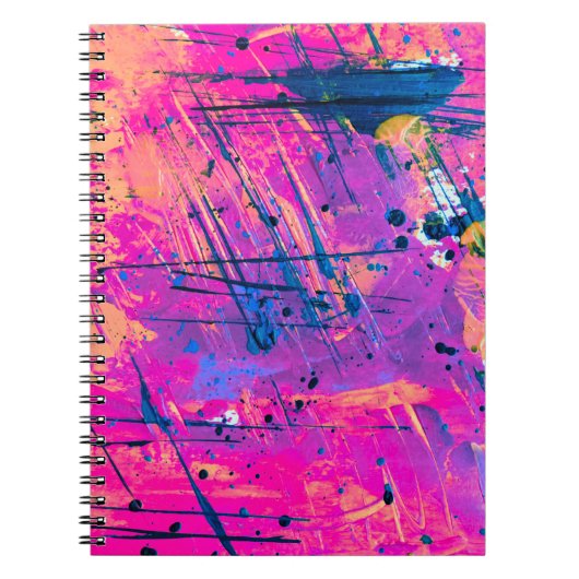 Summer Sunset Spritzer Paint Abstrakt Notizblock (Vorderseite)