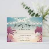 Summer Sunset String Lights Palm Tree UAWG RSVP Karte (Stehend Vorderseite)
