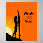 Summer Sunset Surfer Girl Single Fin Soul Poster (Vorne)