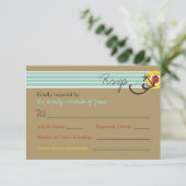 Summer Sunset Tropical Beach Wedding RSVP Card Karte (Stehend Vorderseite)