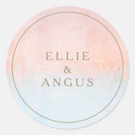 Summer Sunset Watercolor Hochzeitssommer Umschlag  Runder Aufkleber