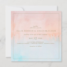 Summer Sunset Watercolor Square Hochzeitseinladung Einladung