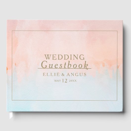 Summer Sunset Watercolor Wedding Gästebuch (Vorderseite)