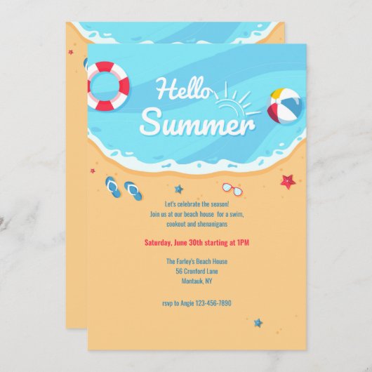 Summer Sunshine Einladung (Vorne/Hinten)