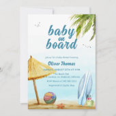 Summer Surf Beach Baby an Bord Babydusche Einladung (Vorderseite)