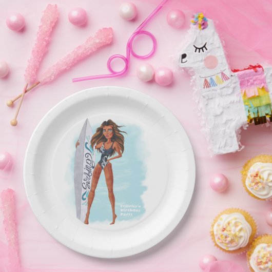 Summer Surf Beach Party Pappteller (Party)