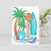 Summer Surf Beach Urlaub Geburtstagsparty Einladung (Stehend Vorderseite)