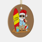 Summer Surf Board Strand Santa Hawaii Weihnachten Keramik Ornament (Rechts)