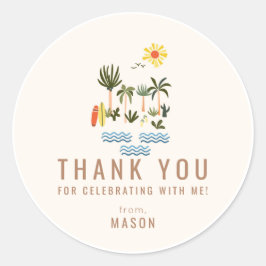 Summer Surf Geburtstagsparty Danke, dass Sie für C Runder Aufkleber