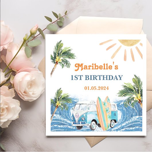 Summer Surf Geburtstagsparty Napkins Serviette