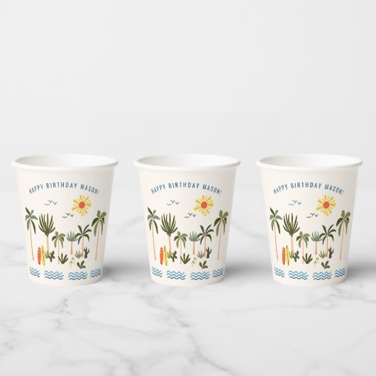 Summer Surf Geburtstagsparty Paper Cups Pappbecher (Multi)