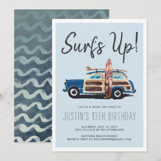 Summer Surf Party | Vintage Car Einladung