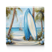 Summer Surfboards Tropical Beach Fridge Magnet