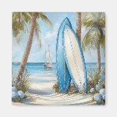 Summer Surfboards Tropical Beach Fridge Magnet (Vorne)