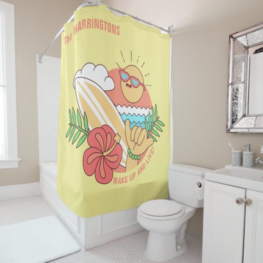Summer Surfer individuelle Name Duschvorhang (Beispiel)