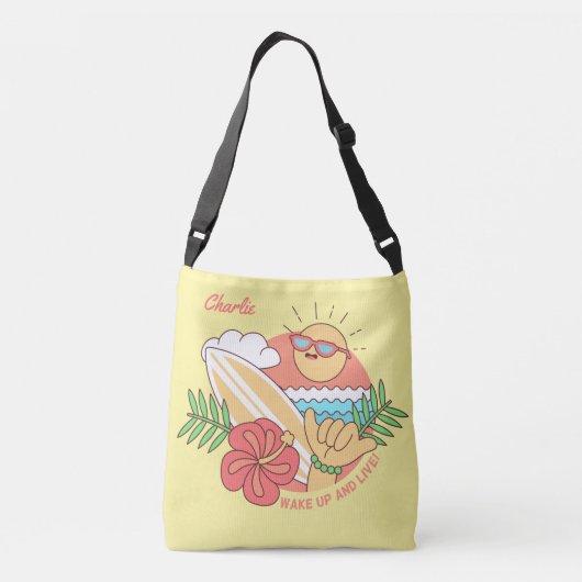 Summer Surfer individuelle Name Taschen (Rückseite)