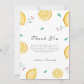 Summer Sweet Lemon Citrus Fruit Baby Dusche Dankeskarte (Vorderseite)