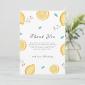 Summer Sweet Lemon Citrus Fruit Baby Dusche Dankeskarte (Stehend Vorderseite)