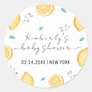 Summer Sweet Lemon Citrus Fruit Baby Dusche Runder Aufkleber