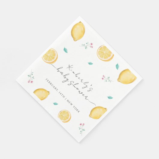 Summer Sweet Lemon Citrus Fruit Baby Dusche Serviette (Ecke)