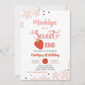 Summer Sweet One First Birthday Strawberry Einladung (Vorderseite)