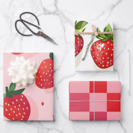 Summer Sweet Strawberry Geschenkpapier Set